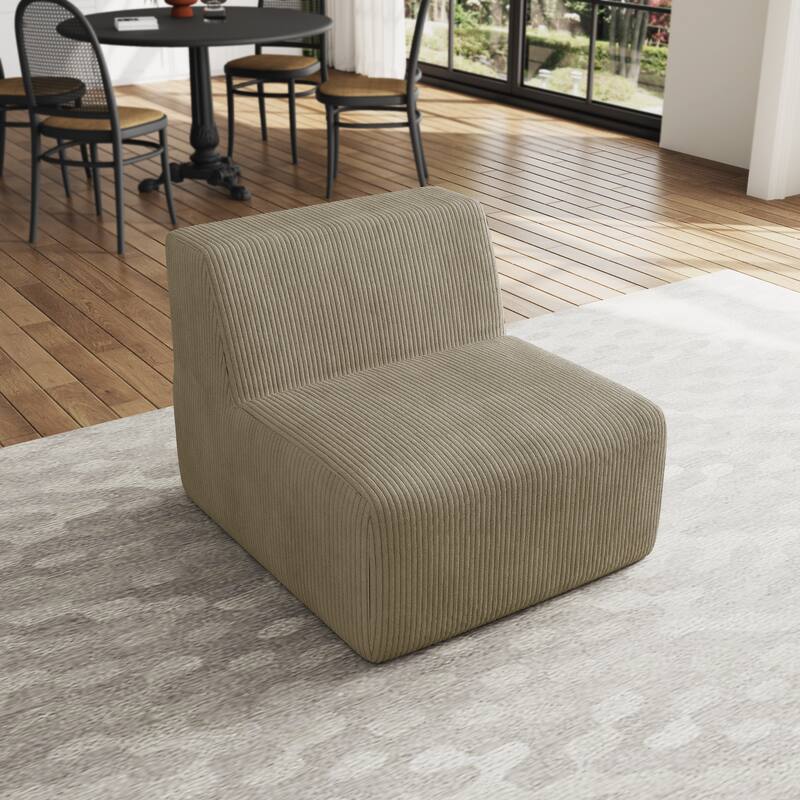 Corduroy Armless Chair Accent Chair - KHAKI