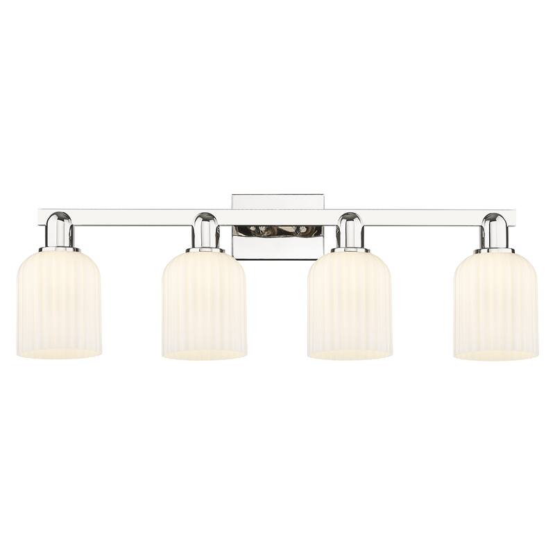 Innovations Lighting Downtown Urban - Bridal Veil - 4 Light 32" Bath Vanity Light - Polished Nickel, Gloss White