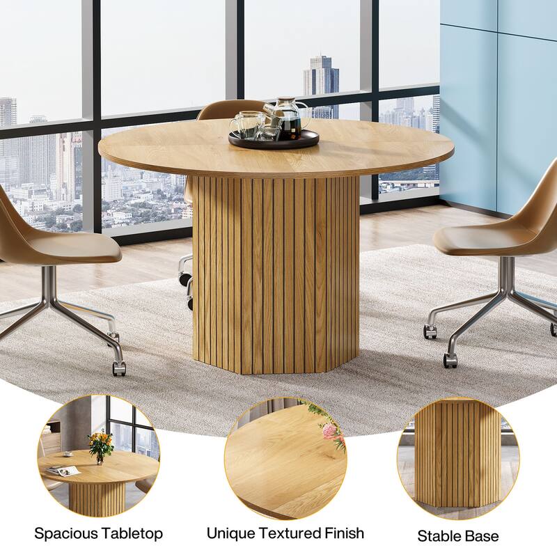 47-Inch Round Conference Table, Wood Meeting Table