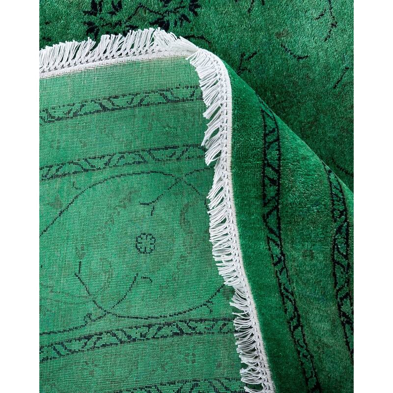 Fine Vibrance One-of-a-Kind Hand-Knotted Area Rug - Green, 8' 1" x 8' 1" - 8' 1" x 8' 1"