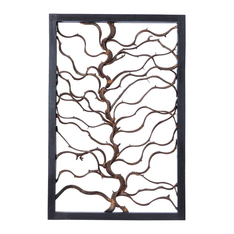 Black Wood Branch Tree Home Wall Decor with Black Frame