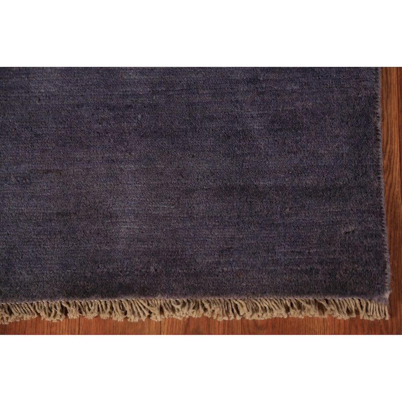 Purple Blue Gabbeh Modern Rug Hand-Knotted Wool Carpet - 3'9" x 5'8"