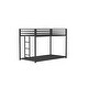 preview thumbnail 24 of 23, Twin Over Twin Metal Bunk Bed with Reversible Ladder, Full-Length Guardrails, Sturdy Square Tube Frame
