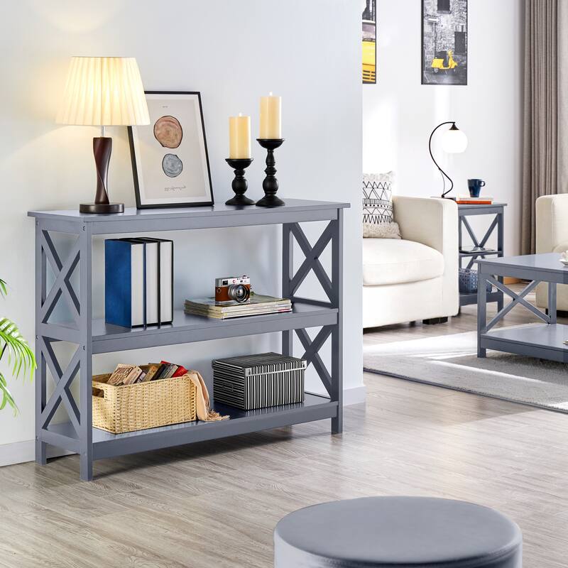 Yaheetech X-Design 3 Tiers Wooden Entryway Console Table