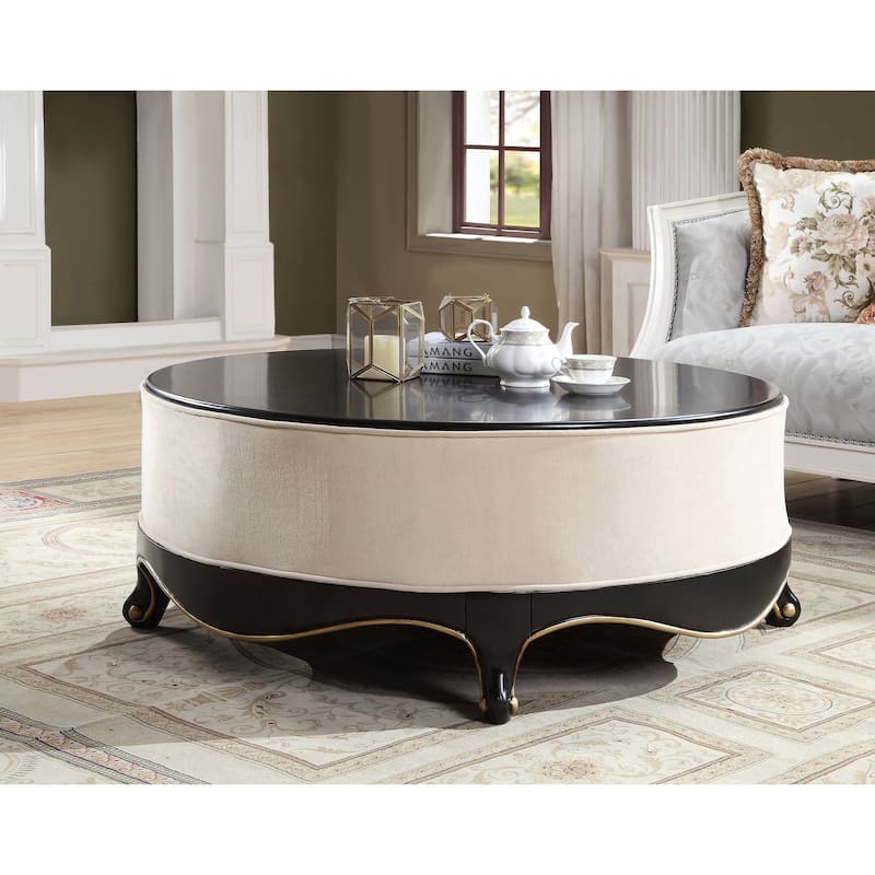 Ascher Cream and Black Cocktail Table with Cabriole Anne Leg