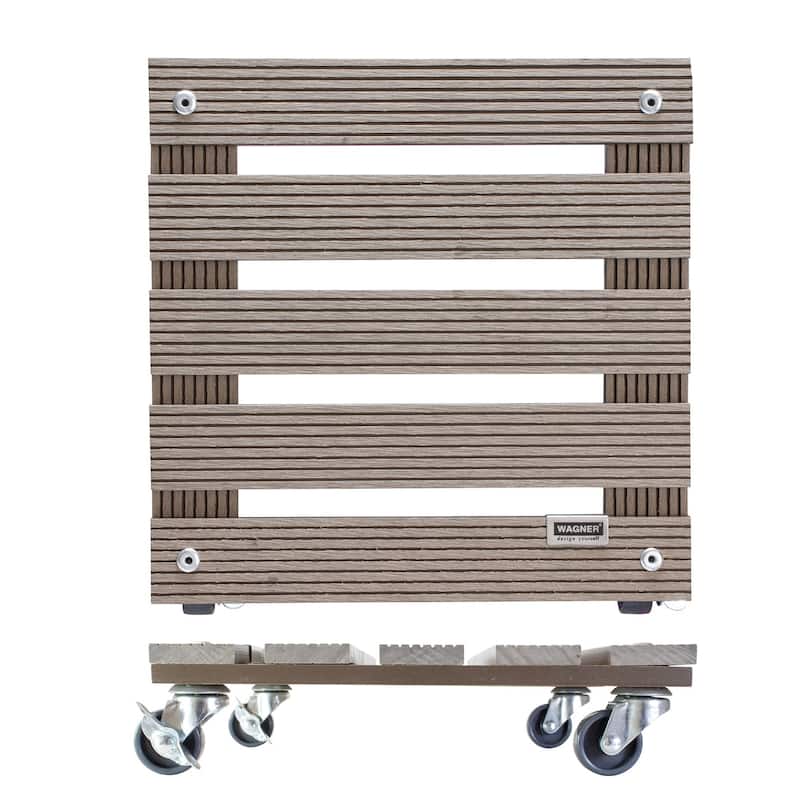 WAGNER design yourself 11.4" Square WPC Plant Caddy, Indoor/Outdoor, with Brakes