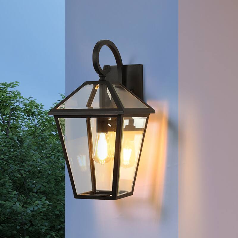Set of 2 10" Outdoor Wall Lanterns - Black