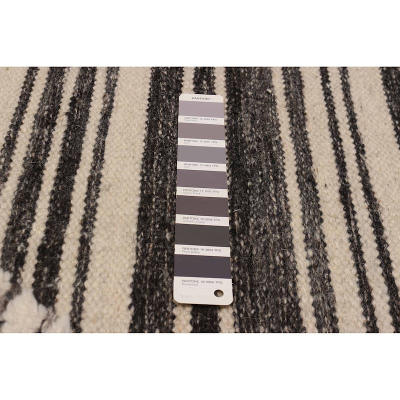 ECARPETGALLERY Hand-knotted Tangier Dark Grey, Ivory Wool Rug - 8'3 x 10'1