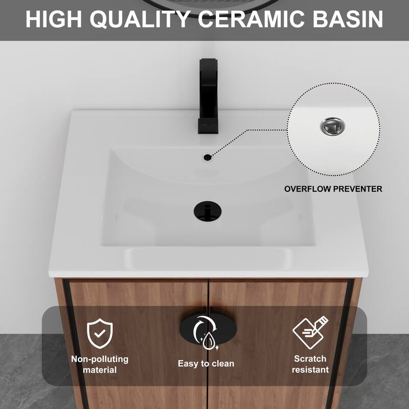 ARTCHIRLY 24/30 Inch Bathroom Vanity with Sink, Freestanding Bathroom Vanity with Soft Close Door and Adjustable Shelf