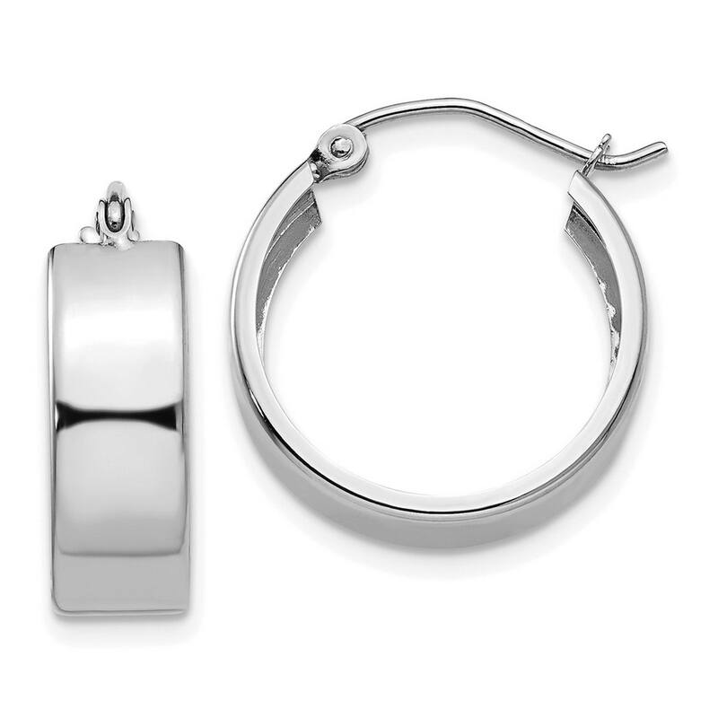 Curata 10k White Gold 13x5.5mm Wide Flat Hoop Earrings