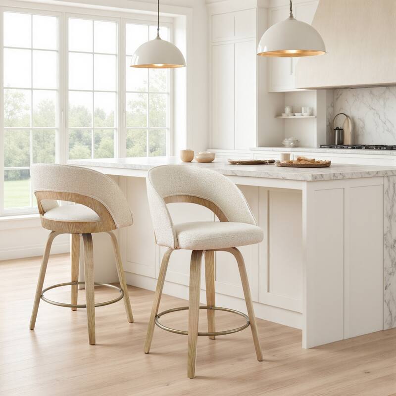 Set of 2 Modern Upolstered Swivel Counter Height Barstool