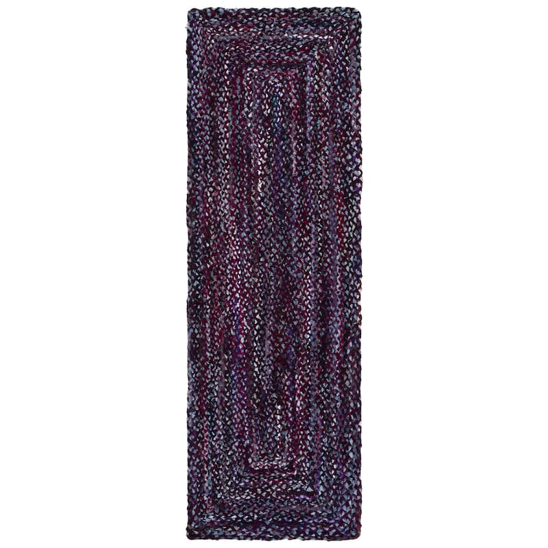 SAFAVIEH Georgine Handmade Nanny Braided Bohemian Cotton Rug - 2'3" x 8' Runner - Purple/Blue