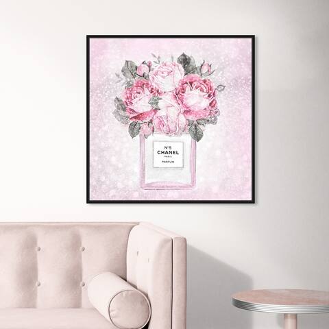 Oliver Gal 'Doll Memories - Paris Rose Queen' Fashion and Glam Wall Art Framed Canvas Print Perfumes - Pink, White