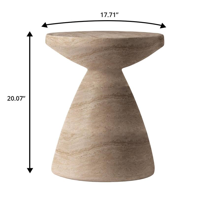 Dune 17-Inch Round Side Table in Fiberstone Accent End Table for Indoor and Outdoor Patio Use