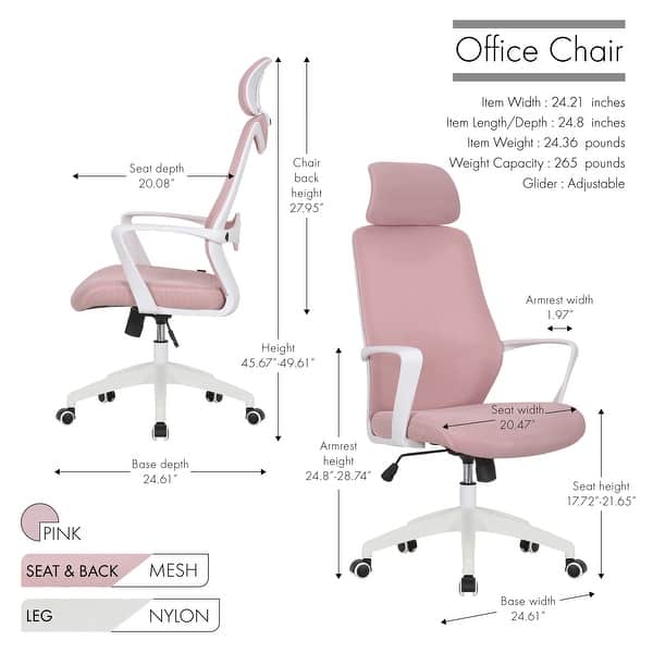 Porthos Home Cory Swivel Office Chair, Tall Mesh Back, Height Adjustable Seat