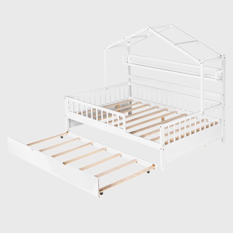 Full Size House Bed with Twin Size Trundle