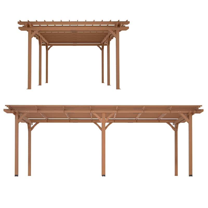 12' x 16' Outdoor Gazebo Wooden Grape pergola for Climbing Plant Support, Garden, Terrace, Backyard, Deck, Brown