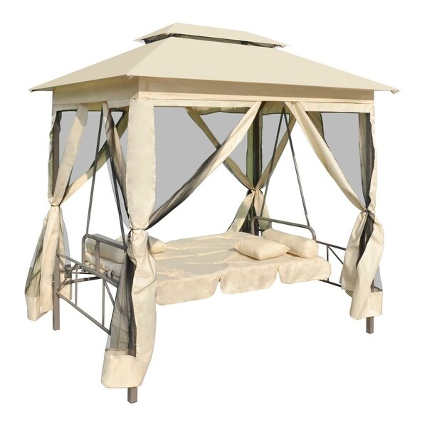 vidaXL Gazebo Swing Chair Cream White Garden Outdoor Patio Porch Seat Hammock