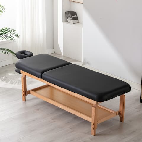 Stationary Massage Table Treatment Clincal Beauty Bed /PU Spa Bed,Black