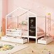 preview thumbnail 11 of 18, Kids House-Shaped Twin Size Bed with 2 Large Drawers with Blackboard