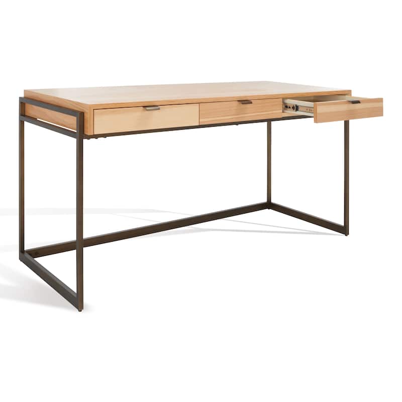 SAFAVIEH Couture Radunka 3-Drawer Smoked Eucalyptus Writing Desk