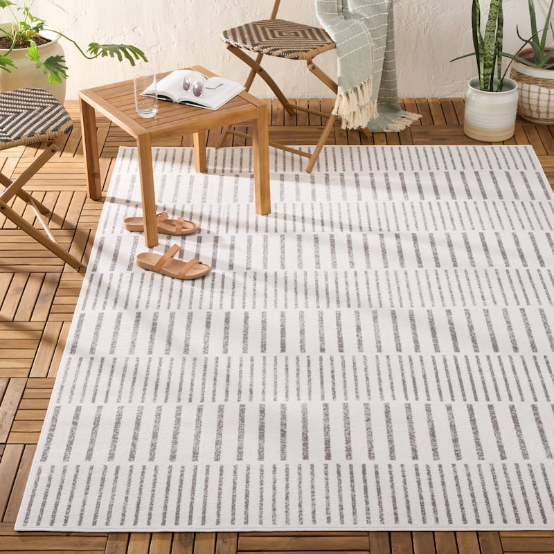 TOMMY BAHAMA Poolside Offset Stripe Indoor Outdoor Area Rug, Stripe Modern Design, UV Fade Resistant