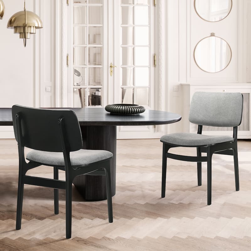 Lima Mid-Century Modern Wood Upholstered Dining Chairs - Set of 2 - Black
