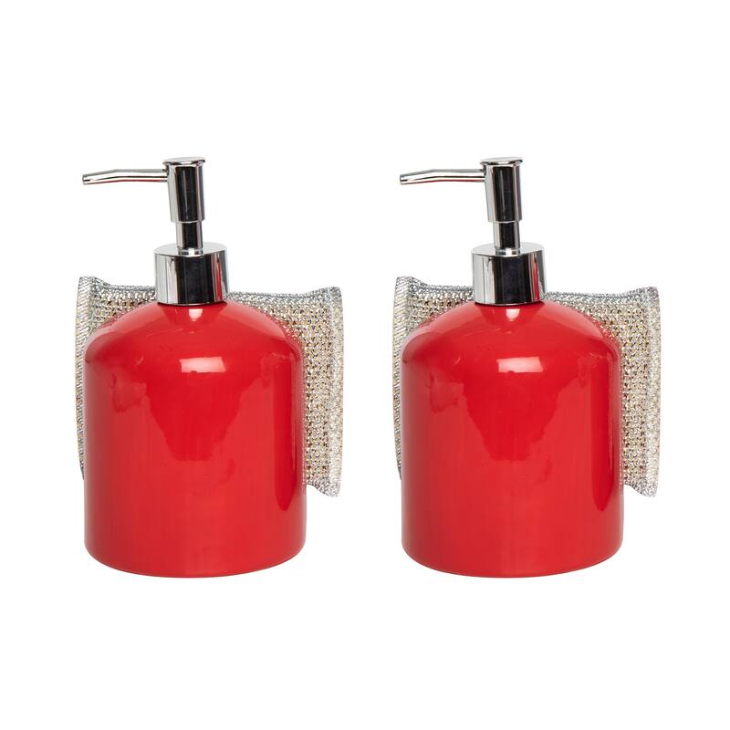 Transpac Ceramic Gnome Soap Dispenser / Sponge Holder Set of 2 Christmas Home Decorations