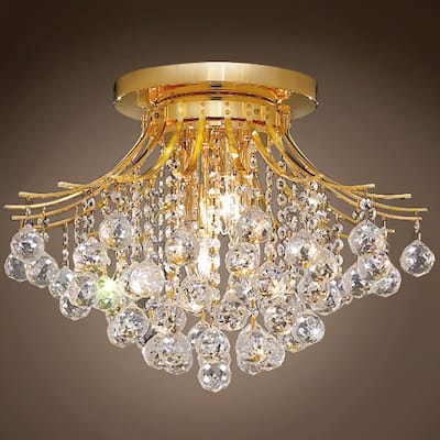 Contour 6 Light 19" Gold Flush Mount With Clear European Crystals - 14.00