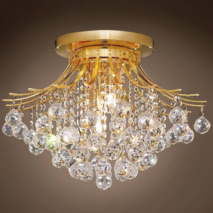 Contour 6 Light 19" Gold Flush Mount With Clear European Crystals - 14.00