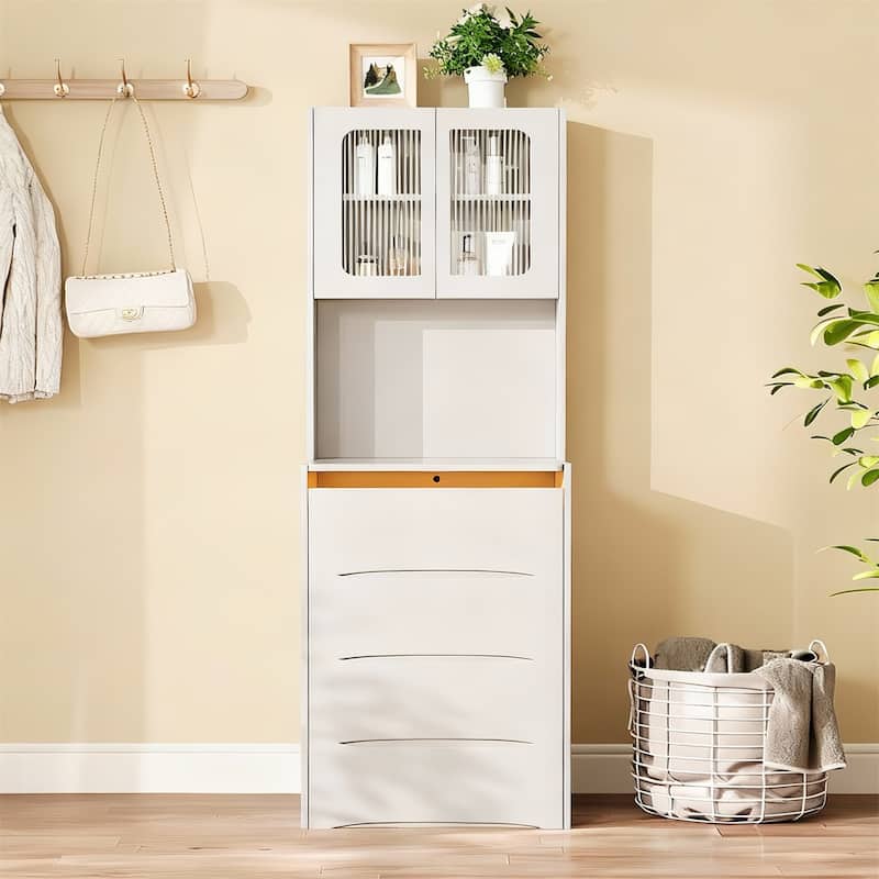 3-in-1 Vanity Table with LED Mirror & Storage Stool, Adjustable Lights