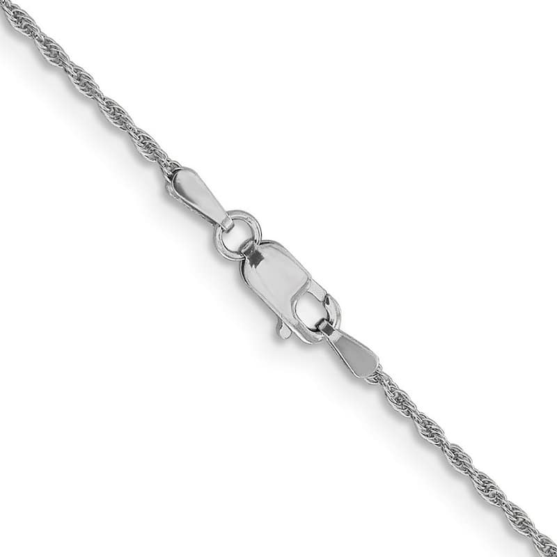 Curata 10k White Gold Solid Polished Lobster Claw Closure Sparkle-Cut Pendant Necklace Rope - 20 Inch