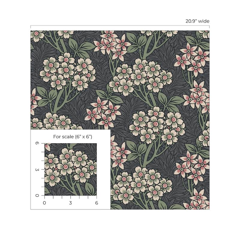 Seabrook Designs Floral Vine Nonwoven Unpasted Wallpaper