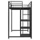 preview thumbnail 10 of 10, Black Platform Bed w/ Desk & Whiteboard, Metal Loft Bed w/ 3 Storage Shelves, Safety Guardrail&Ladder, Space-Saving, Noise Free