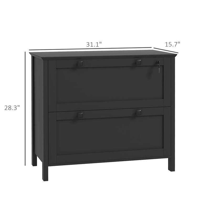 2 Drawer File Cabinet with Lock, Lateral Filing Cabinet with Keys and Adjustable Hanging Bar for Letter