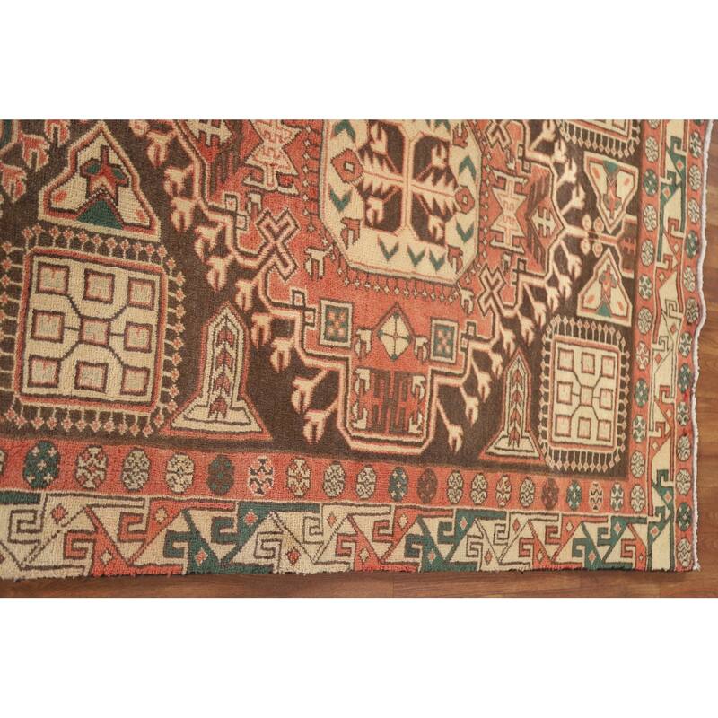Ardebil Persian Vintage Runner Rug Hand-Knotted Wool Carpet - 3'7"x 10'7"