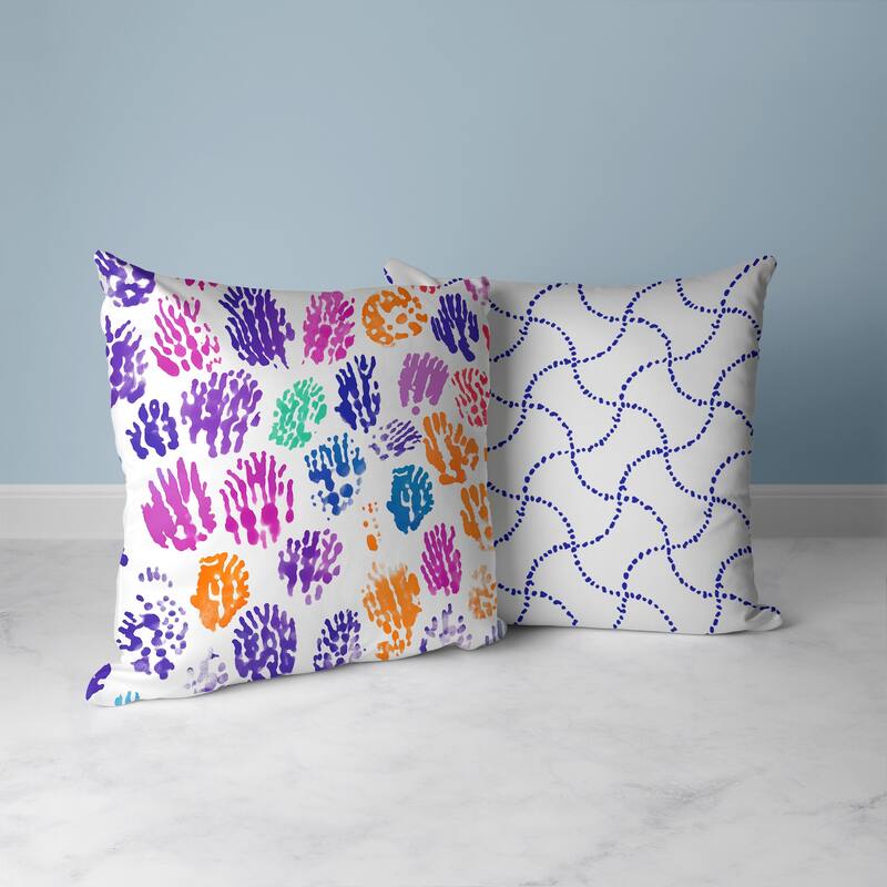 Artful Strokes Faux Suede Reversible Throw Pillow Orange and Blue