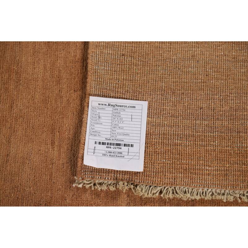 Modern Gabbeh Oriental Area Rug Hand-Knotted Wool Carpet - 6'8" x 9'5"