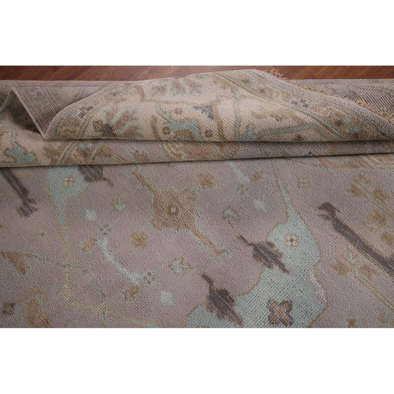 Earth Tone Oushak Indian Area Rug Handmade Wool Carpet - 8'0"x 9'9"
