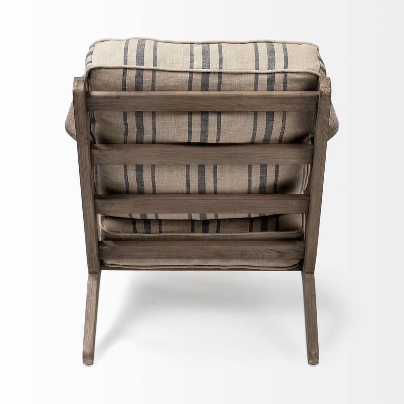 HomeRoots 31" Beige Gray and Brown Fabric Striped Lounge Chair - 31' X '32' X '28