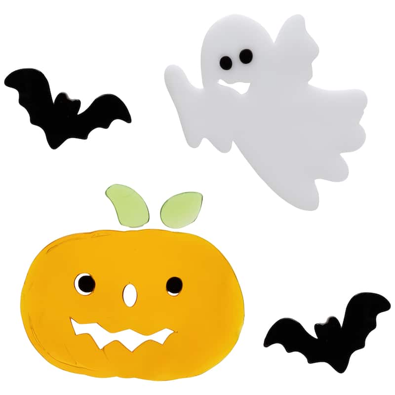 Ghost, Bat and Jack O' Lantern Halloween Gel Window Clings - 11pc