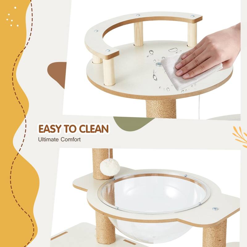 EROMMY Cat Tree – Multi-Level Cat Tower with Sisal Scratching Posts & Swing Ball, Modern Cat Furniture for Indoor Cats