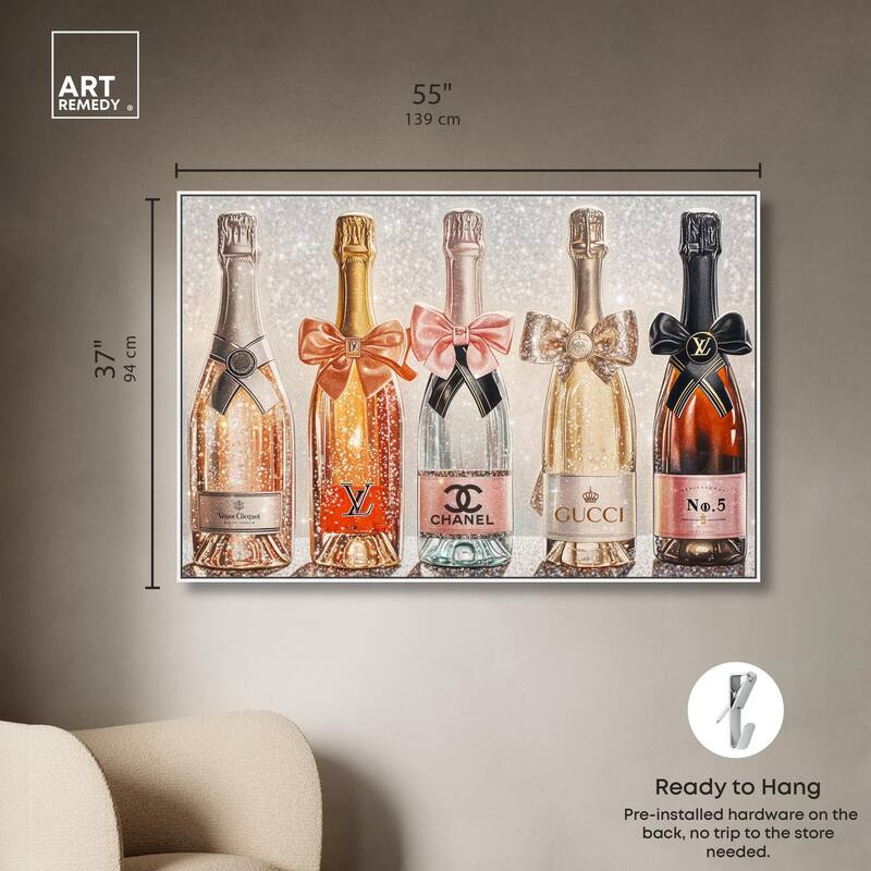 Champagne Bottles Glitz Canvas by Art Remedy