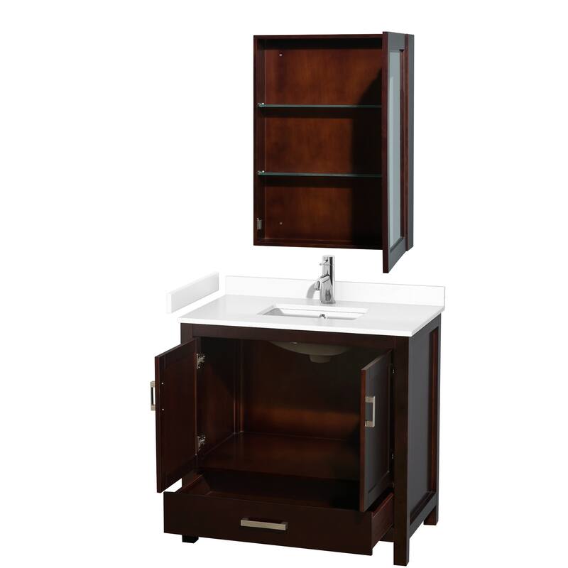 Wyndham Collection Sheffield 36" Single Bathroom Vanity, Carrara
