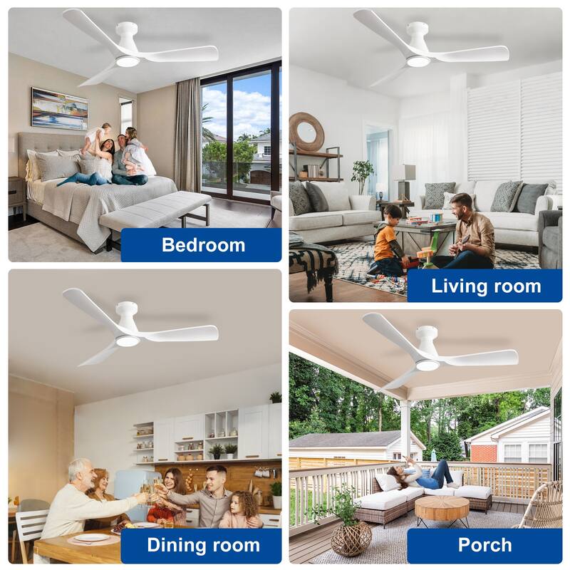 Ceiling Fan Without Light: 42-52 Inch 3 Blade Indoor Outdoor Fans for Patios