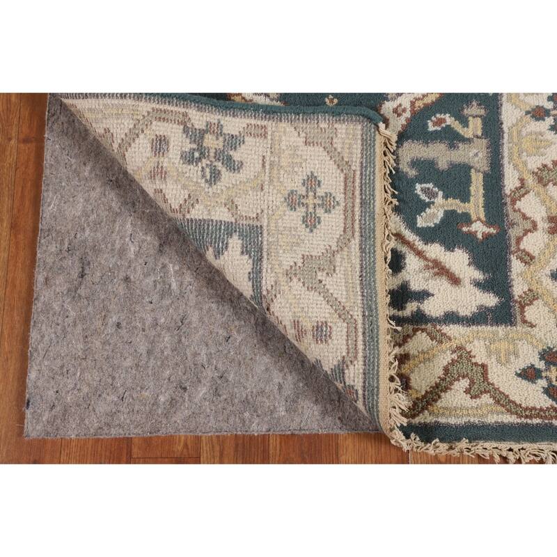 Green & Ivory Oushak Oriental Runner Rug Handmade Wool Carpet - 2'7"x 10'0"