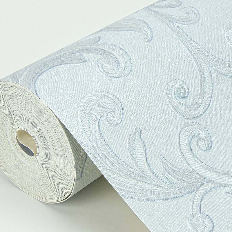 Sirpi Noemi Light Blue Acanthus Wallpaper - 20.5 x 396 x 0.025
