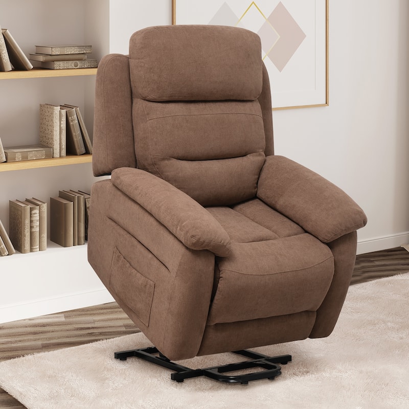 Costway Power Lift Recliner Chair Sofa for Elderly w/ Side Pocket &