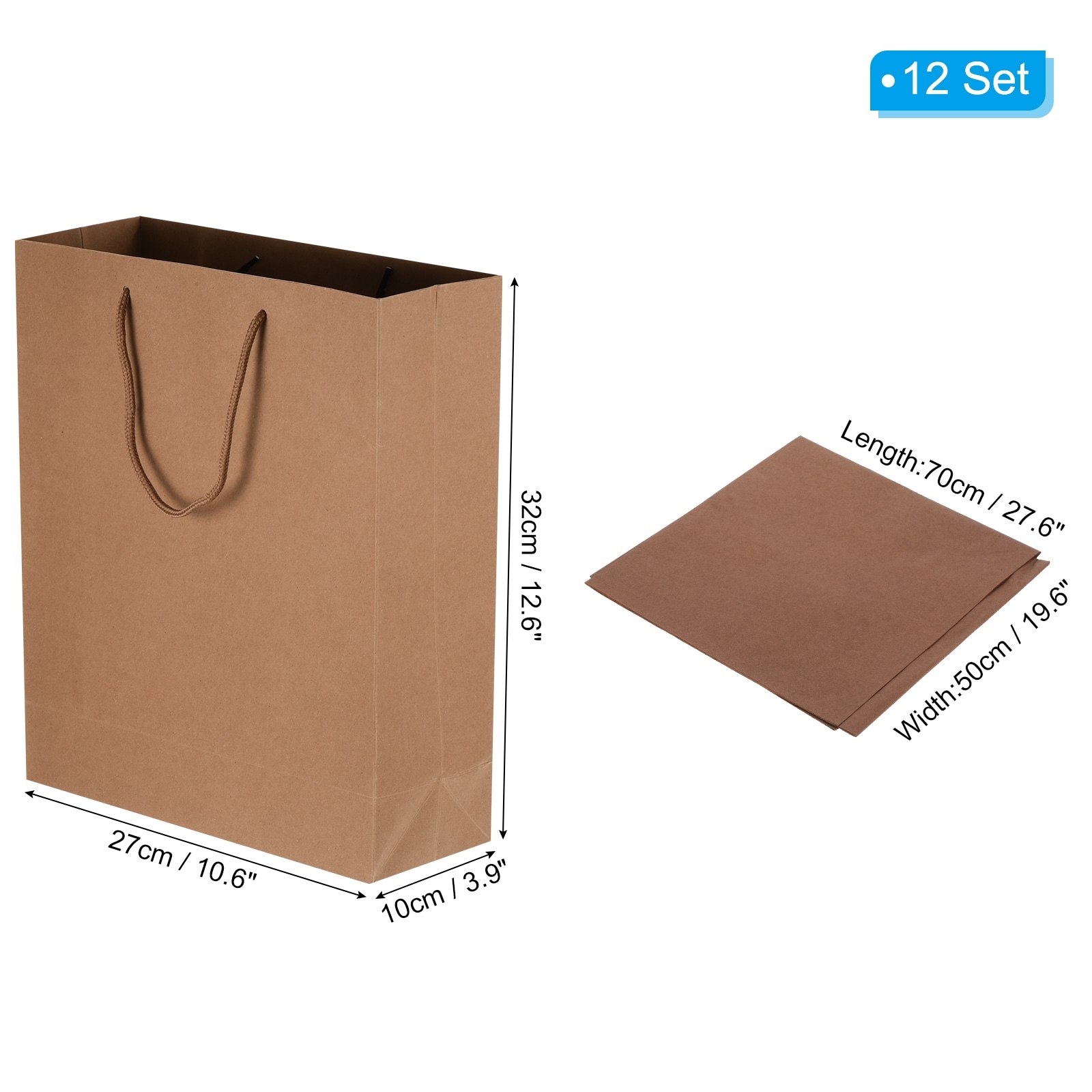 12 Set Favor Gift Bags Goodie Tote with Brown Tissue Paper - Bed Bath &  Beyond - 39587269