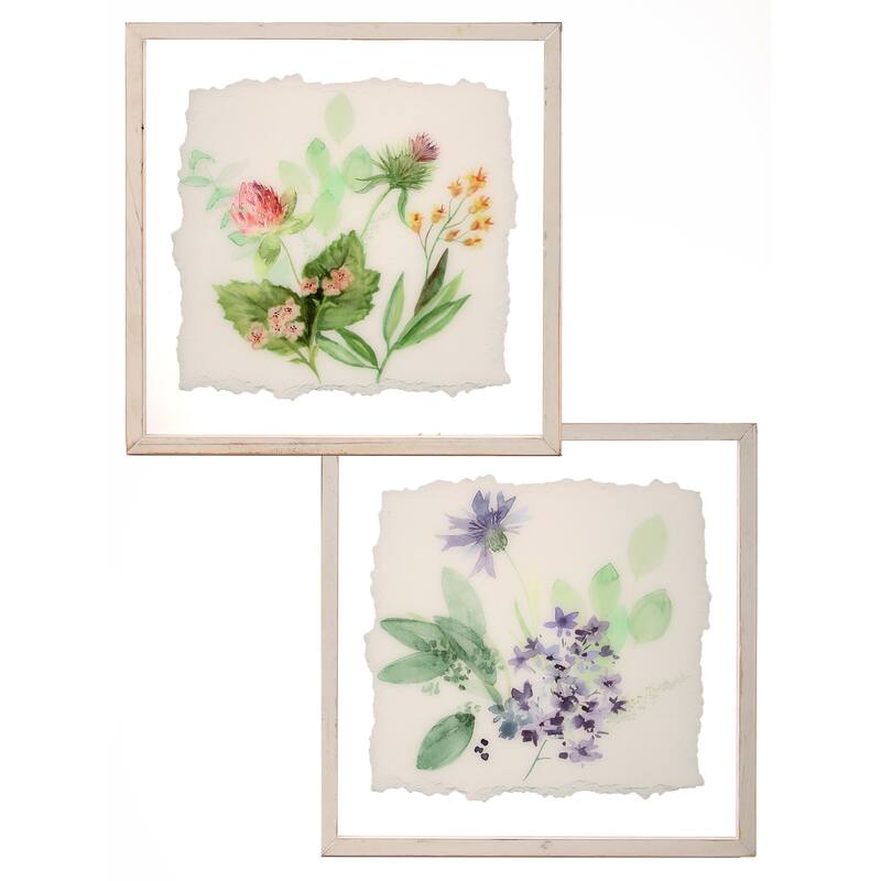 15.25 x 15.25" Framed Acrylic Flower Print Set of 2